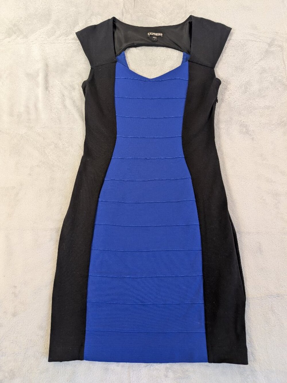 Women's size 6 black and cobalt sleeveless dress cocktail party minimalist chic